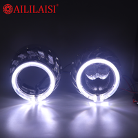 Cache-roue dynamique à LED bicolore commutable, lentille de projecteur de voiture bi-xénon de 2,5 pouces avec doubles anneaux lumineux Angel Eyes
