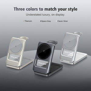 Chargeur sans fil amélioré 3 en <span class=keywords><strong>1</strong></span> pliable, station de charge 15 W avec lumière, chargeur magnétique de voyage pour iPhone, montre et écouteurs - Product Image 6