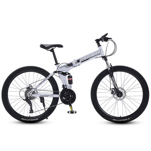 Vélo de montagne pliable transfrontalier 24 <span class=keywords><strong>pouces</strong></span>, cadre en acier au carbone, freins à disque doubles, vitesses variables, portable pour les sports de plein air - Product Image 5