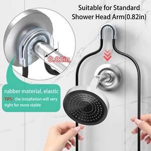 3 단 블랙 욕실 샤워 캐디 걸이 주최자 6 후크 비누 홀더 21mm 샤워 헤드 암 보관 랙 수건 스폰지 - Product Image 2