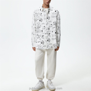 Camisa de manga larga para hombres, cuello de campamento de algodón 100%, personalizado, de alta calidad, informal, ligera, con estampado de ancho completo - Product Image 4