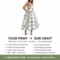Robe Midi Plissée à Bretelles Fines Broderie Florale Personnalisée Style Bustier avec Poches pour Femme, Vente en Gros, Fabricant OEM, Style Bohème