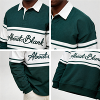 Camiseta Polo Personalizada de Manga Larga, 360 g/m², Algodón Grueso, Estilo Rugby, con Parches de Color en Contraste, para Hombre