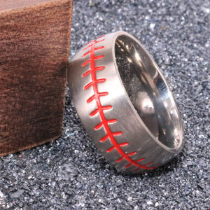 유행 청소년 야구 선수권 반지 남자의 티타늄 강철 야구 반지 소년을위한 스포츠 결혼 밴드 반지 - Product Image 5