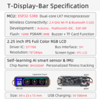 LILYGO T-Display Bar ESP32-S3 Papan Pengembangan Layar IPS Bar 2,25 inci + Sensor AI + IMU Bluetooth Wi-Fi Didukung Kartu TF + Buzzer