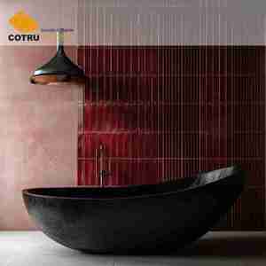 Piastrelle in Marmo Rosso Scuro Stile Vintage, Mosaico in Pietra Naturale Personalizzato per Design Bagno e Doccia - Product Image 1