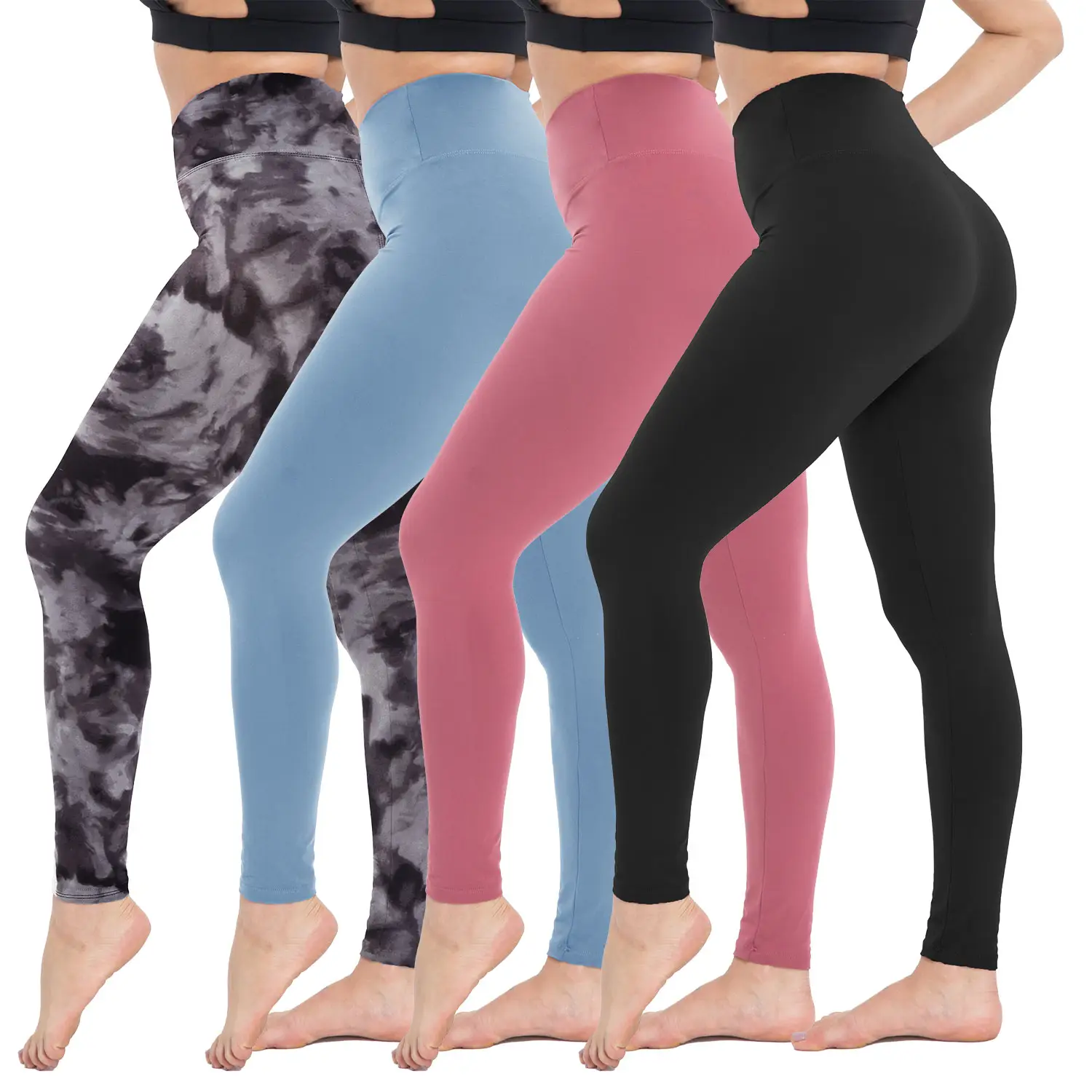 Venta al por mayor logotipo personalizado 23 colores mallas de entrenamiento de cintura alta pantalones súper suave gimnasio Fitness Leggings para mujeres