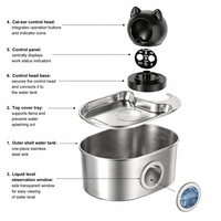 Fontaine à eau pour animaux de compagnie en acier SUS304 avec capteur de niveau d'eau LED, ultra silencieuse, certifiée CE FC, pour intérieur/extérieur, avec pompe, OEM ODM, approvisionnement en gros