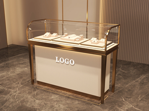 Vitrina Moderna para Exhibición de Joyería, Mostrador de Acero Inoxidable de Lujo, Gabinetes de Almacenamiento de Joyería Personalizados para Tiendas Minoristas con Cerraduras - Product Image 3