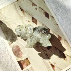 Natürliche Kristall hand tiere geschnitzten Kristalle lefant quarz stein rosenquarz elefanten