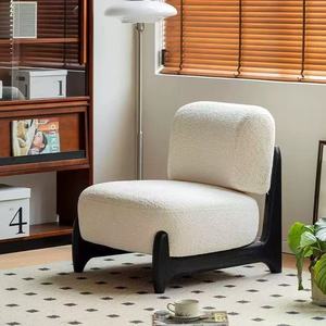 Poltrona Singola in Stile Casual Crema, Design <span class=keywords><strong>Moderno</strong></span> Minimalista, Lusso Leggero, per Soggiorno, Balcone, Piccolo Divano Imbottito in Spugna - Product Image 3