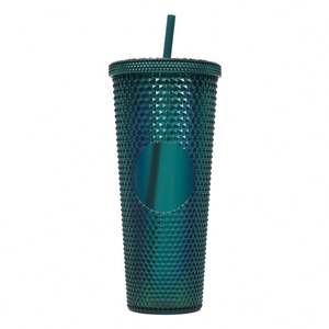 Vaso de Café de Plástico de Doble Pared de 24oz, Reutilizable, Negro, con Logotipo Personalizado, Regalo Promocional, Tapa con Pajita, Decorado con Tachuelas, Ecológico, Apto para Alimentos - Product Image 5