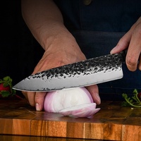 Couteau à découper forgé, hachoir japonais, ensemble de couteaux de cuisine de chef avec manche en bois