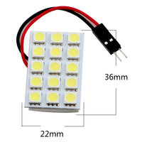 Lampe de lecture intérieure de voiture à LED super lumineuse 12V 5050 15SMD, lumière de plaque d'immatriculation blanche 6500K, accessoires automobiles