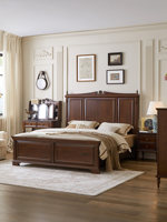 Lit double en bois massif Dingshuai, design sculpté de fleurs, style vintage rétro, fabriqué en Chine