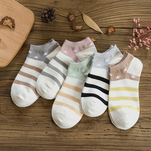 Women's Ankle Socks Striped Star Pattern Sweat-Absorbing Casual Sporty Style Boat Socks - Product Image 3