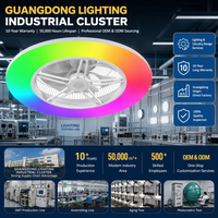 Ventilateur de plafond en métal à profil bas 22 pouces avec Wi-Fi Tuya, lumière RGB d'ambiance, haut-parleur, application intelligente, moteur DC, télécommande moderne pour hôtel