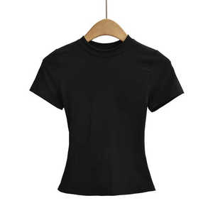 Camiseta fina para niñas, Camiseta básica de manga corta con cuello redondo para mujeres en verano, camiseta gráfica ajustada de algodón para bebés para mujeres - Product Image 2
