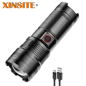 Siêu Sáng LED Đèn Pin Chiến Thuật Không Thấm Nước USB Có Thể Sạc Lại Cắm Trại Đi Bộ Đường Dài <span class=keywords><strong>Torch</strong></span> Với Cao Lumens ABS Cơ Thể Đèn Ip65 Đánh giá - Product Image 1