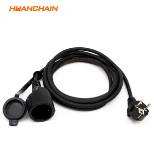 power cords extension cords outdoor EU Waterproof Rubber Power Cord AC Male End Type EU extension cord