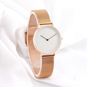Minimalist Luxury Women’s Wristwatch, Elegant Pink-Silver Ombre Dial and Mesh Band - Product Image 6