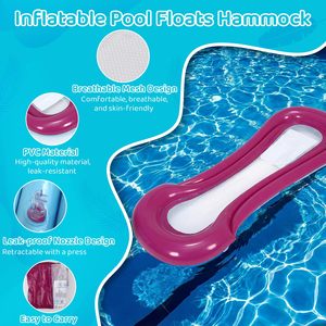 Fun Inflatable Pool Lounger Float <b>Hammock</b> for Adults Comfortable Floating Chair 23x62 Inch Swimming Pool Beach Relaxation Purple - Product Image 4