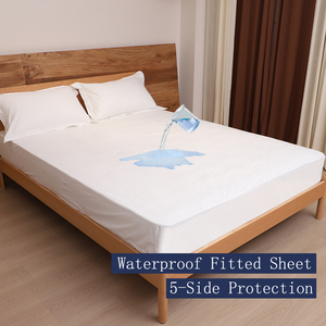 Protège-matelas imperméable HFW 100% polyester éponge, 5 côtés laminés TPU, <span class=keywords><strong>housse</strong></span> de lit respirante, <span class=keywords><strong>drap</strong></span>-<span class=keywords><strong>housse</strong></span> silencieux - Product Image 2