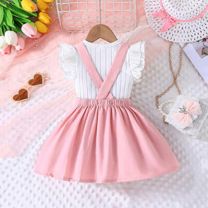 Новый Летний комбинезон костюм-двойка Модный милый комбинезон + летающие рукава Детские комплекты одежды для девочек - Product Image 3