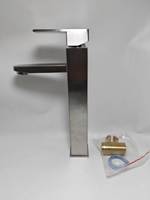 Robinet de lavabo à col haut en acier inoxydable brossé SUS304, sans plomb, mitigeur de salle de bain monotrou pour eau chaude et froide