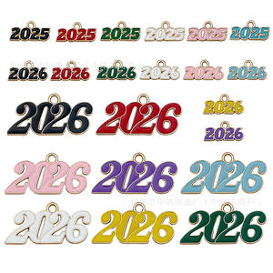 Numeri dell'anno 2026KC oro goccia in lega di olio ciondolo braccialetto da te collana portachiavi orecchio accessori gioielli - Product Image 5