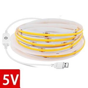 Bandeaux <span class=keywords><strong>LED</strong></span> COB haute densité 320 <span class=keywords><strong>LED</strong></span>/<span class=keywords><strong>LED</strong></span> par mètre, interrupteur tactile USB, intensité variable, DC5V, 3000K 6000K, pour aménagement paysager - Product Image 1
