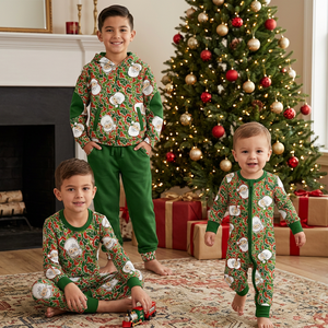 Conjuntos de Ropa para Niños con Estampado Navideño de Camuflaje, 2 Piezas, y Trajes de Boutique para Bebés y Niños Pequeños, Venta al Por Mayor - Product Image 1