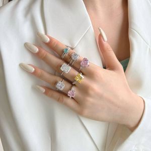 Hot Sell S925 <b>Silver</b> 4ct Rectangle Eternity Band 5A 8A Cubic Zirconia Halo Promise Engagement Wedding Stainless Steel <b>Ring</b> <b>Men</b> - Product Image 4