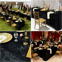 Nappes de Banquet noires nappe rectangulaire en velours écrasé résistant aux plis pour Table à manger pour la fête de mariage