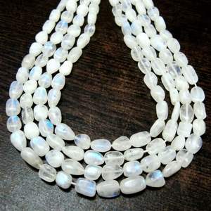 Perles de pierre de lune arc-en-ciel naturelle, lisses et roulées, 10-15 mm, brin de 8 pouces - Product Image 1