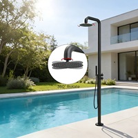Douche extérieure autoportante en acier inoxydable 316 de qualité supérieure, finition brossée, eau chaude et froide, colonne de douche à poser au sol pour jardin, piscine, plage