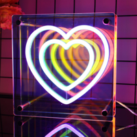 Lampu Neon Cinta Merah Muda Romantis Pelangi LED Cermin Seribu Lapis Hadiah Hari Valentine Pernikahan Ulang Tahun