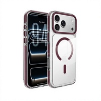 Coque de téléphone magnétique en gel de silicone bicolore deux-en-un compatible transfrontalier pour 18 Pro Max avec cordon rayé anti-chute