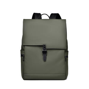 New Men's High-End Casual <b>Backpack</b> Stylish Unique PU Material Simple Casual Solid Color Zipper Closure Anti-Theft Feature - Product Image 5