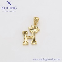 X000966897 XUPING JEWELRY Pendentif lettre H couronne couleur or 14K avec zircon synthétique blanc, breloques de collier initiales unisexe, vente en gros