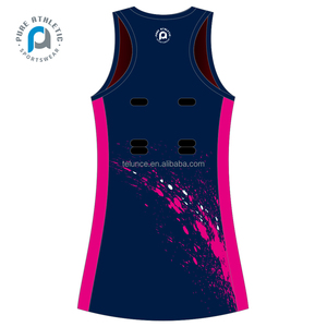 Uniformes de Netball de couleur rose et noire PURE Offre Spéciale pour la conception de robe féminine avec bavoirs - Product Image 6
