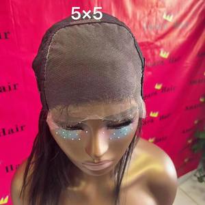 Amara供应商最佳销售原始头发封口5*5人发无胶假发小结无脱落女批发现货 - Product Image 1