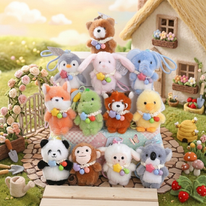 Llavero de peluche de animales Kawaii, colgante para bolso, muñeco de juguete de Panda, Koala, Zorro, Dinosaurio, Conejo, Oso, Pingüino, Elefante, Mono, Cordero, Pato - Product Image 1