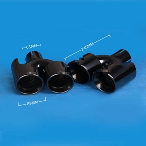 Embout d'échappement en titane noir de 3,5 pouces en forme de U, poisson <span class=keywords><strong>volant</strong></span> avec bouclier, embout de silencieux double en acier inoxydable, tuyau d'échappement de voiture - Product Image 2