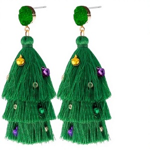 Pendientes Largos de Borla Multicolor de Aleación Elegantes y Modernos para Mujer, con Flecos, para Fiesta de Navidad - Product Image 2