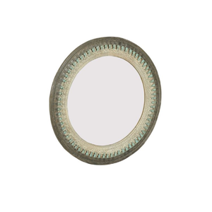 Elegante espejo hecho a mano de madera maciza de mango MDF marco intrincado vidrio tallado diseño blanco gris azul acabado para uso decorativo - Product Image 5