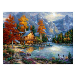 DIY Cadeaux Diamant Peinture <span class=keywords><strong>Montagne</strong></span> Paisible avec Une Maison Belle Vue DP485 - Product Image 1