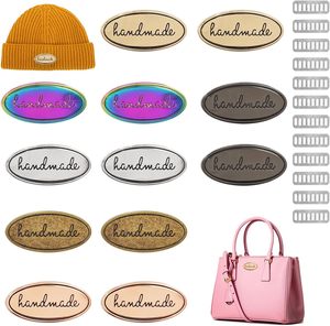 Pack Multi Color Oval Shape Alloy Hand Made <b>Tags</b> Sewing Crafts Accessories Bag Label For <b>Clothes</b> Jeans Shoes Bags Handmade Label - Product Image 1
