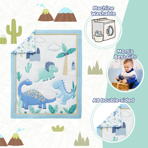 Light <strong>Blue</strong> Baby <strong>Crib</strong> Dinosaur Bedding Set with Fitted <strong>Crib</strong> Sheet Dustproof Ruffle Comforter for Newborn Infant &amp; Toddler - Product Image 6