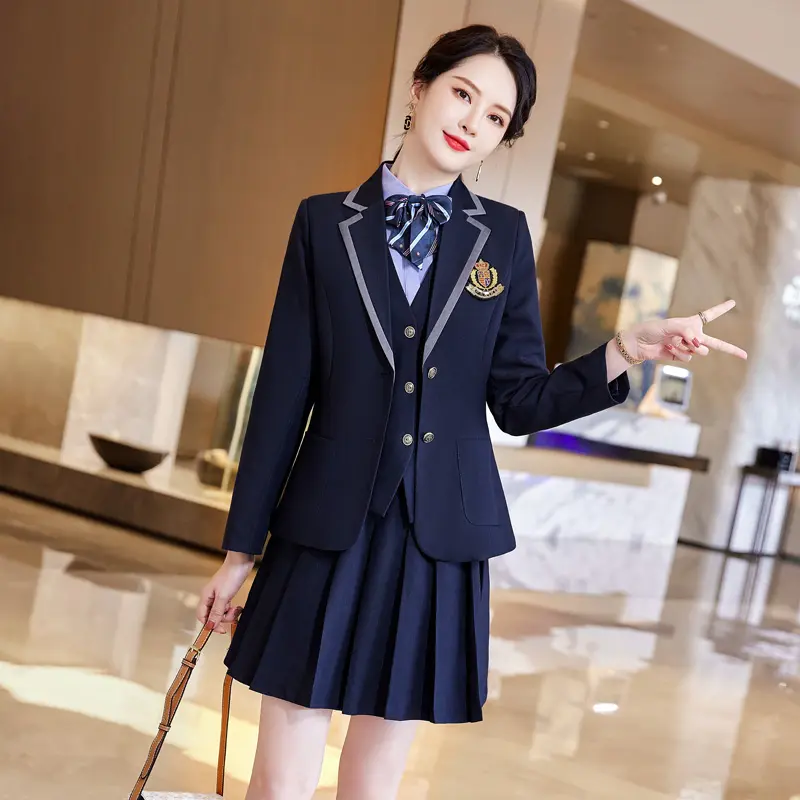 new design women suit vest skirt sweet and sexy girls high school girls skirt school uniform